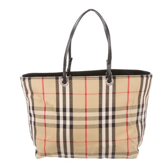 Burberry London Leather-Trimmed Nova Check Tote - Picture 3 of 4